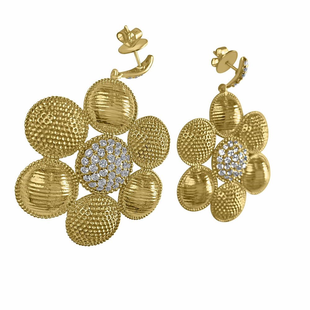 Twin Elegance Earrings Gold Circles of Enchantment Cubic Zirconia Dangles 18k sterling vermeil demi-fine jewelry