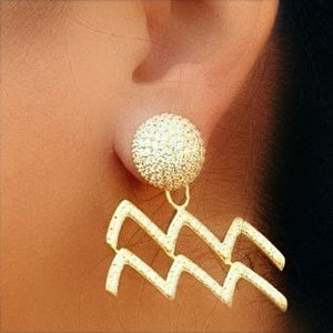 Twin Elegance Earring Aquarius Aquarius 2-Piece  Detachable Zodiac Earring Set 18k sterling vermeil demi-fine jewelry