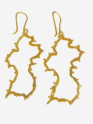 
            
                Load image into Gallery viewer, Twin Elegance Earring Gold Vermeil ENCHANTED GUYANA MAP EARRINGS 18k sterling vermeil demi-fine jewelry
            
        
