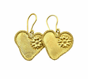 
            
                Load image into Gallery viewer, Twin Elegance Earring Victoria Bloom Gold Heart Earrings 18k sterling vermeil demi-fine jewelry
            
        