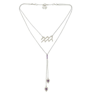 Twin Elegance Necklace Silver / Aquarius Detachable 3-in-1  Zodiac Necklace 18k sterling vermeil demi-fine jewelry