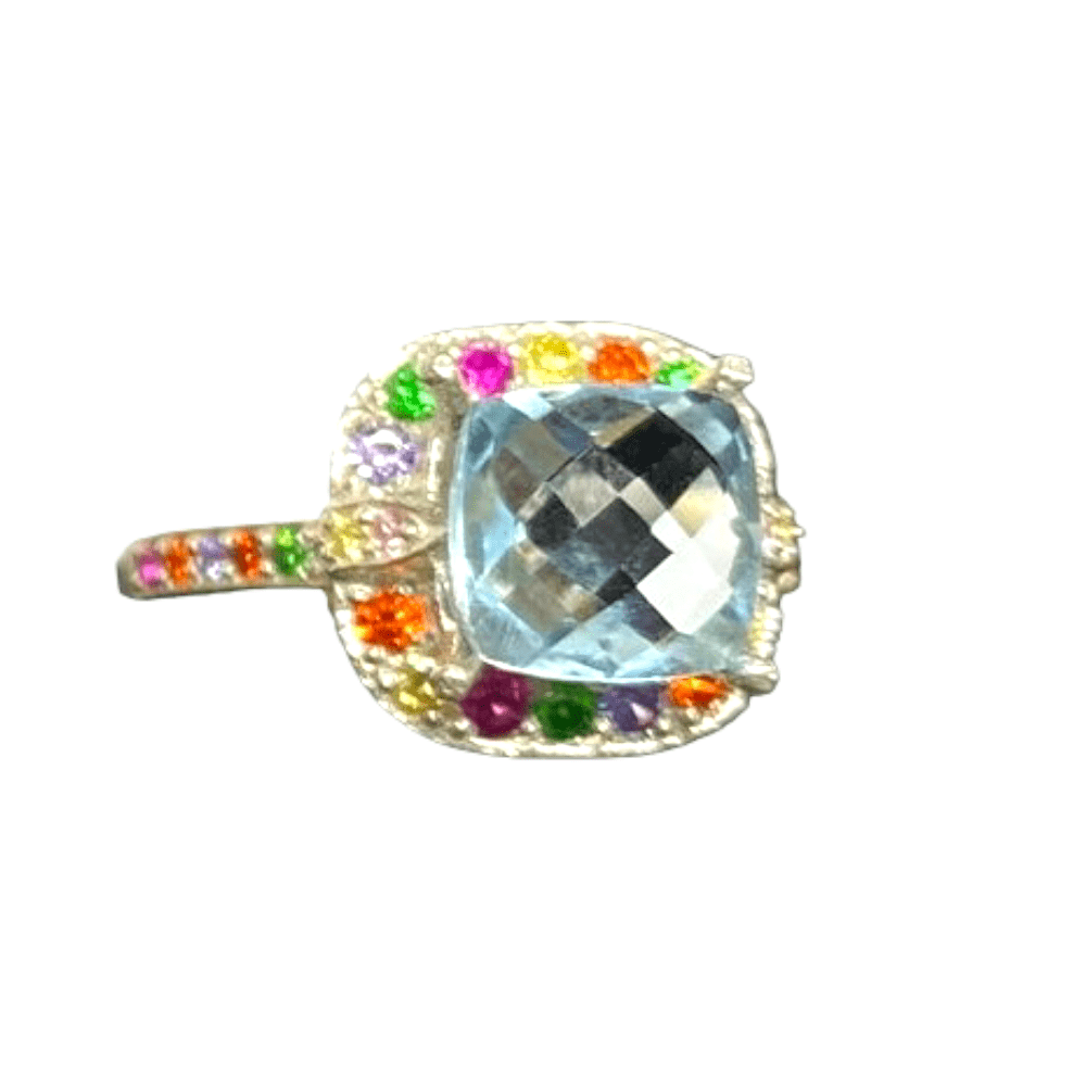 Twin Elegance Ring Cushion Blue Topaz / 6 Copy of Allie's Candy Crush Gemstone Ring 18k sterling vermeil demi-fine jewelry
