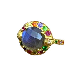 Twin Elegance Ring Round Labradorite / 8.5 Copy of Allie's Candy Crush Gemstone Ring 18k sterling vermeil demi-fine jewelry