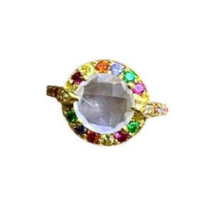 Twin Elegance Ring Round Rose Quartz / 7 Copy of Allie's Candy Crush Gemstone Ring 18k sterling vermeil demi-fine jewelry