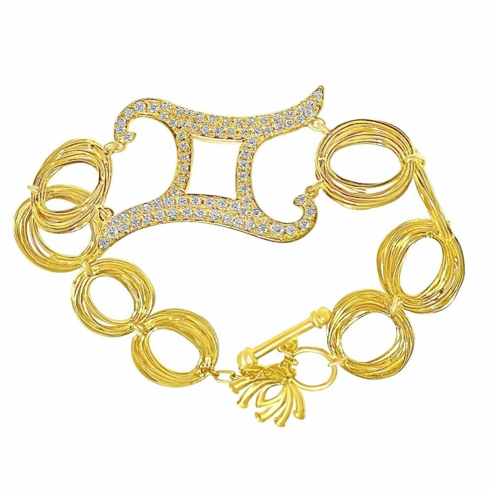 Twin Elegance Bracelet Gold Gemini Zodiac Bracelet 18k sterling vermeil demi-fine jewelry