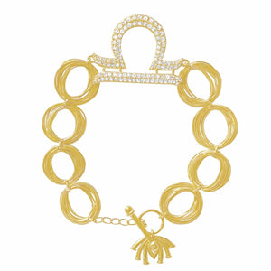 
            
                Load image into Gallery viewer, Twin Elegance Bracelet Gold Libra Zodiac Bracelet 18k sterling vermeil demi-fine jewelry
            
        