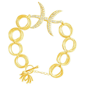 
            
                Load image into Gallery viewer, Twin Elegance Bracelet Gold Pisces Zodiac Bracelet 18k sterling vermeil demi-fine jewelry
            
        