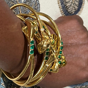 
            
                Load image into Gallery viewer, Twin Elegance Bracelet Gold The Cally Bangle Bracelet 18k sterling vermeil demi-fine jewelry
            
        