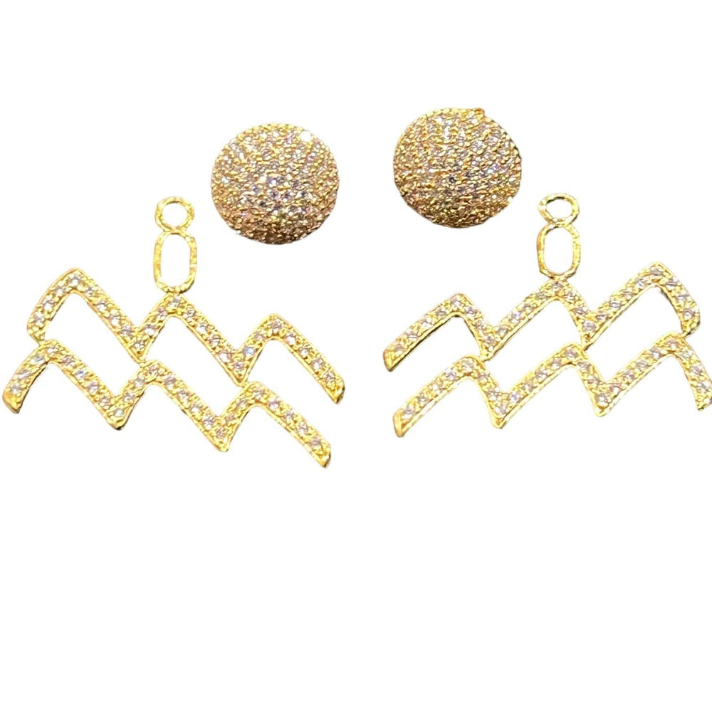 
            
                Load image into Gallery viewer, Twin Elegance Earring Aquarius 2-Piece  Detachable Earring Set 18k sterling vermeil demi-fine jewelry
            
        
