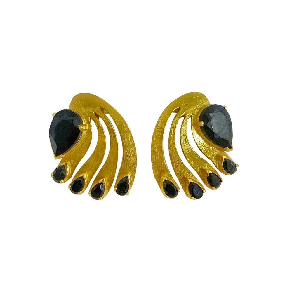 
            
                Load image into Gallery viewer, Twin Elegance Earrings Black Onyx Pear Post Earring 18k sterling vermeil demi-fine jewelry
            
        