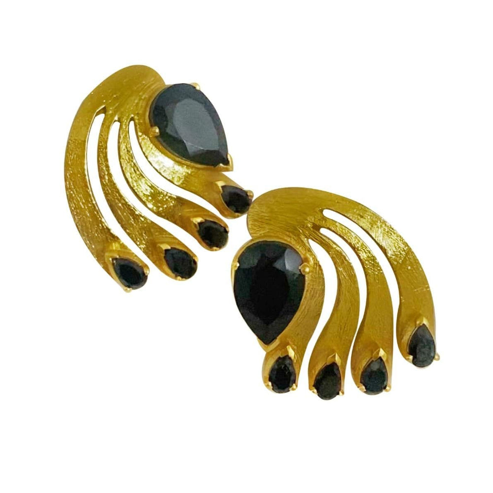 Twin Elegance Earrings Black Onyx Pear Post Earring 18k sterling vermeil demi-fine jewelry