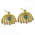 Twin Elegance Earrings Blue Topaz Heart Hanging Post Earrings 18k sterling vermeil demi-fine jewelry