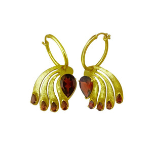Twin Elegance Earrings Garnet Pear Hoop Earring Set 18k sterling vermeil demi-fine jewelry