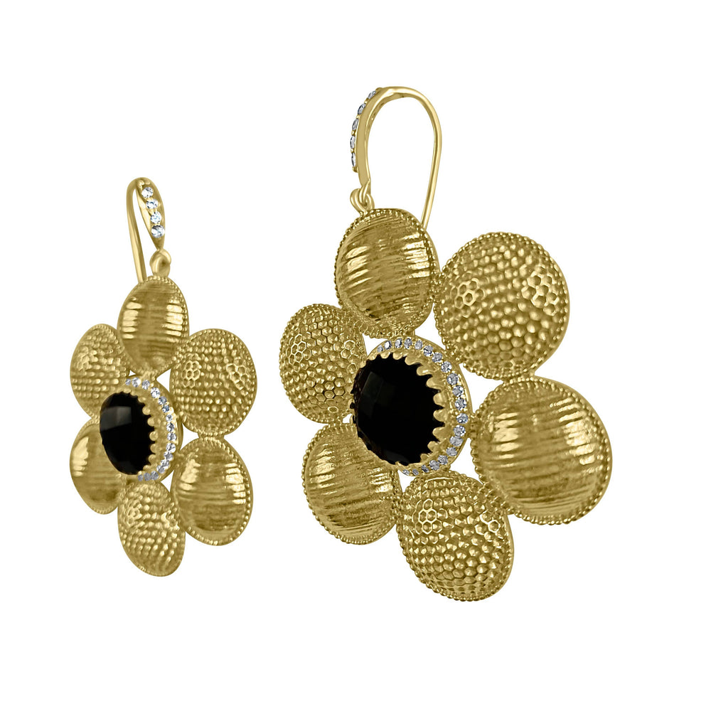 Twin Elegance Earrings Gold Black Onyx Happiness Delight Dangles 18k sterling vermeil demi-fine jewelry
