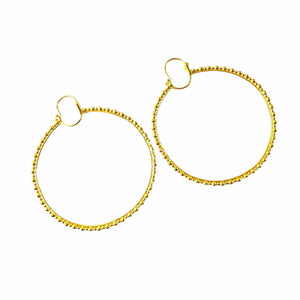 
            
                Load image into Gallery viewer, Twin Elegance Earrings Gold Cannon Buds Charm Hoops 18k sterling vermeil demi-fine jewelry
            
        