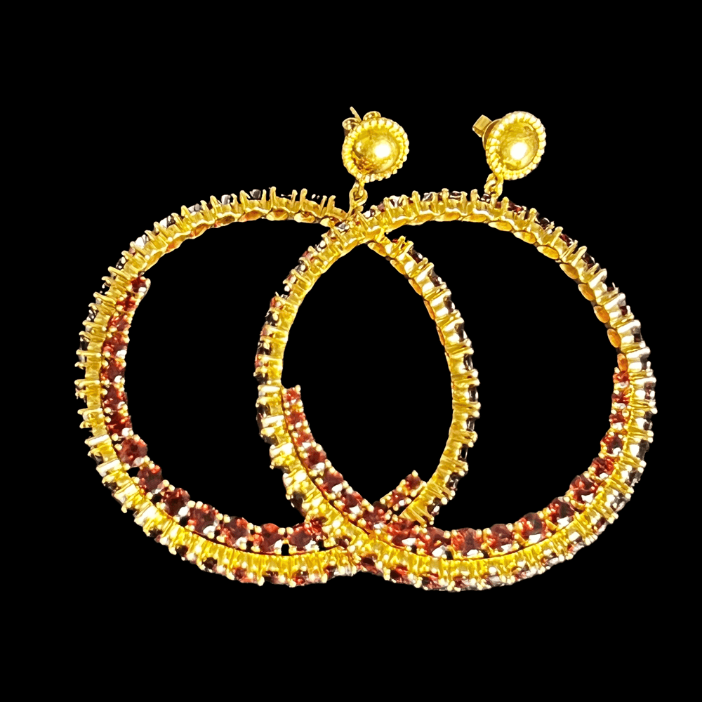 Twin Elegance Earrings Gold Circle of Friends Endless Garnet Hoopd 18k sterling vermeil demi-fine jewelry