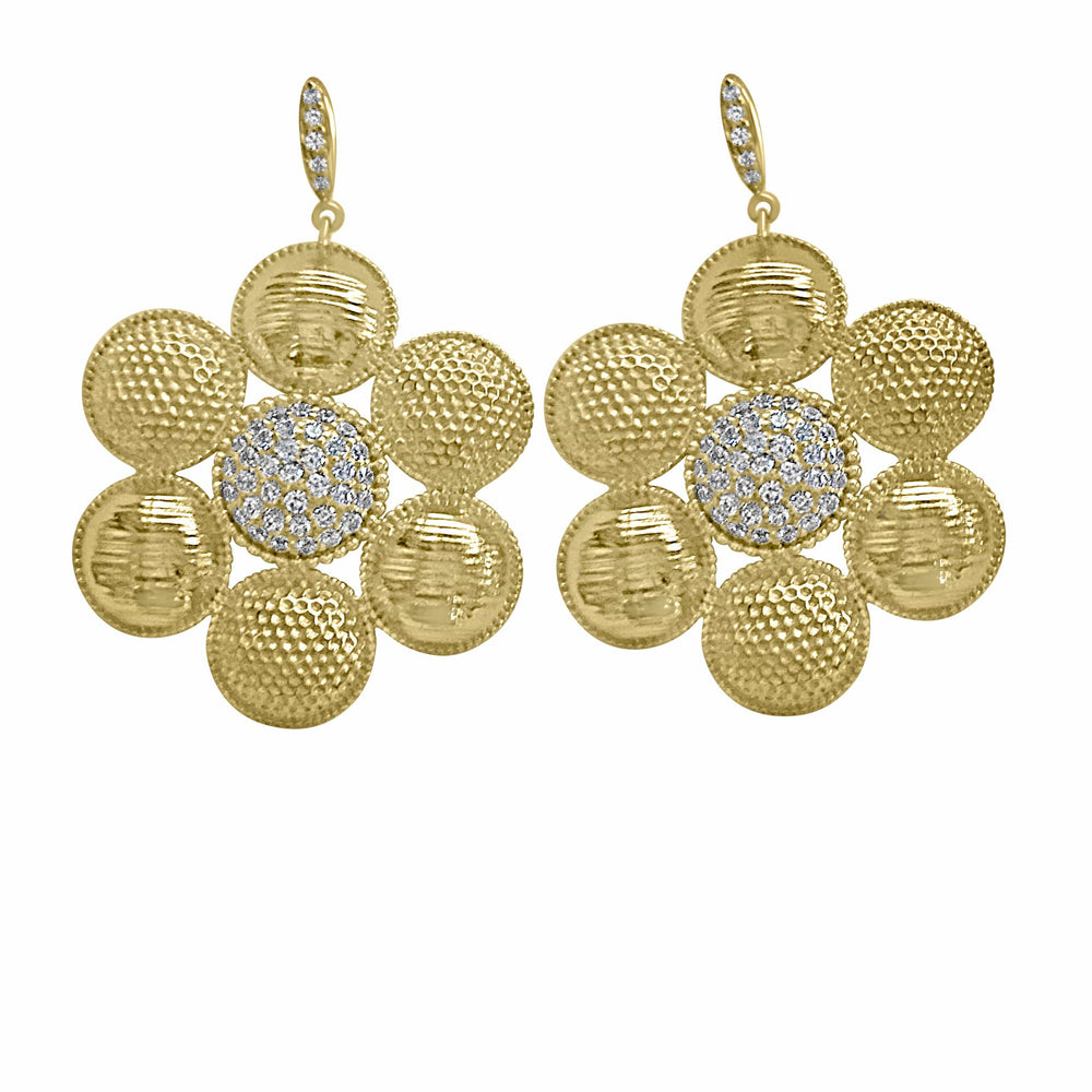 
            
                Load image into Gallery viewer, Twin Elegance Earrings Gold Circles of Enchantment Cubic Zirconia Dangles 18k sterling vermeil demi-fine jewelry
            
        