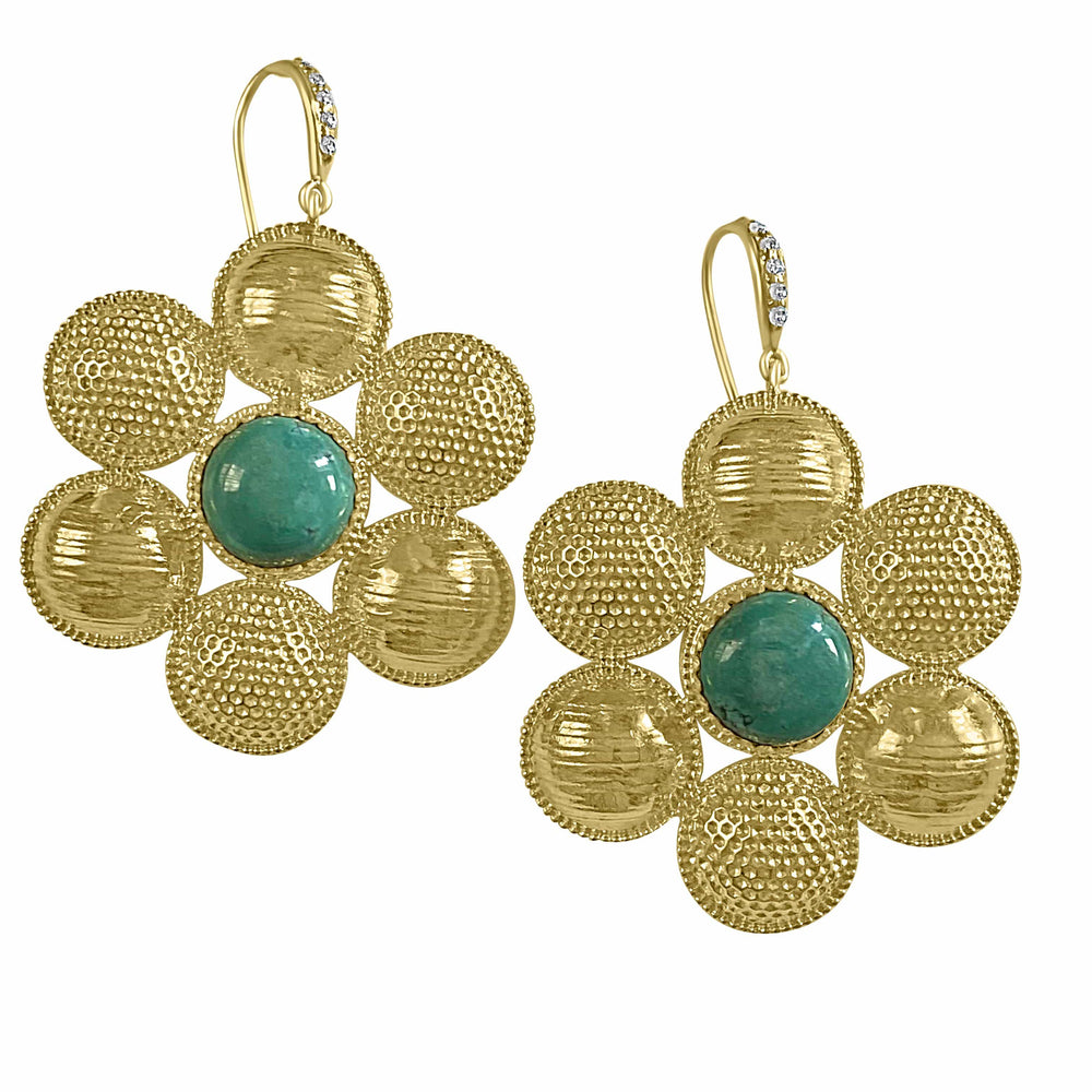 Twin Elegance Earrings Gold Forever Friends Serene Turquoise Circle Dangles 18k sterling vermeil demi-fine jewelry