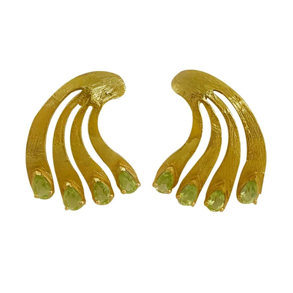 
            
                Load image into Gallery viewer, Twin Elegance Earrings Gold Peridot Peacock Post Earring 18k sterling vermeil demi-fine jewelry
            
        