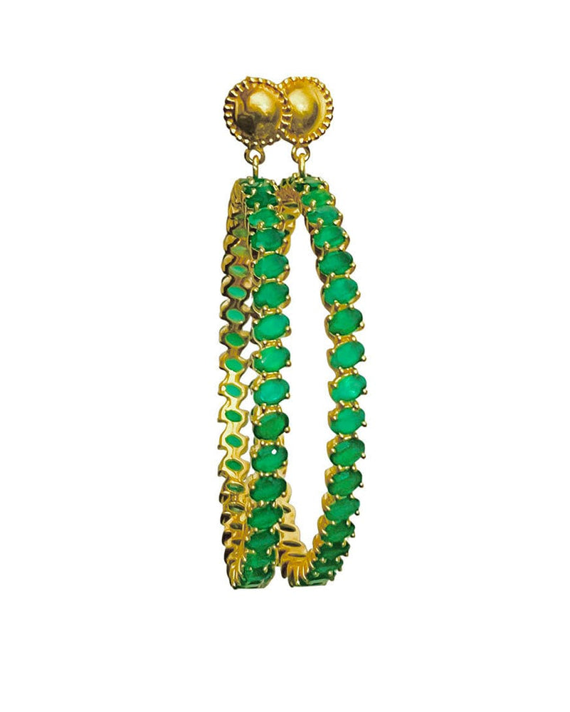 
            
                Load image into Gallery viewer, Twin Elegance Earrings Gold Tamra Green Onyx Hoop Earrings 18k sterling vermeil demi-fine jewelry
            
        
