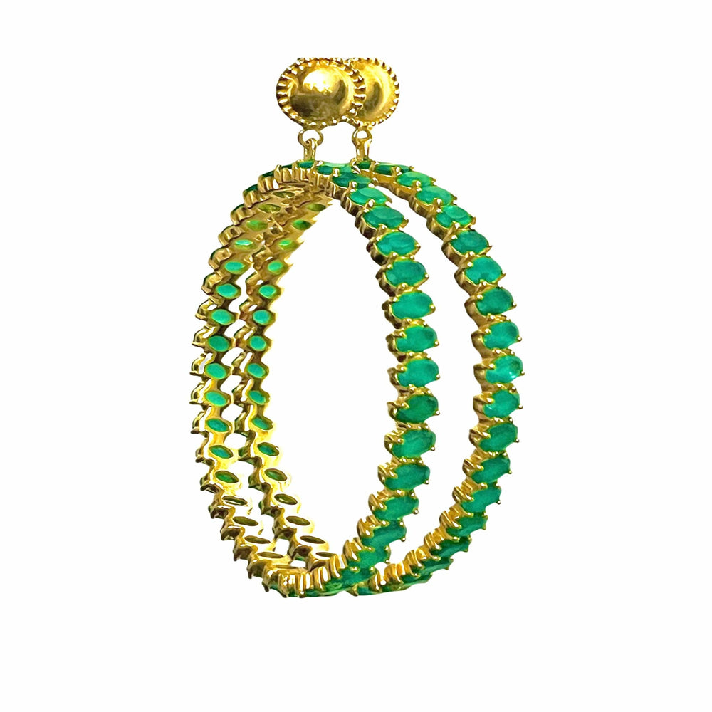 Twin Elegance Earrings Gold Tamra Green Onyx Hoop Earrings 18k sterling vermeil demi-fine jewelry