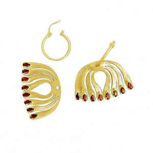 Twin Elegance Earrings Infinite Passion Garnet Peacock Hoop Set 18k sterling vermeil demi-fine jewelry