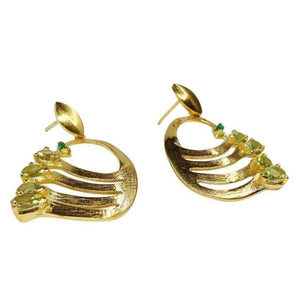 
            
                Load image into Gallery viewer, Twin Elegance Earrings Peridot Peacock Silhouette Earrings 18k sterling vermeil demi-fine jewelry
            
        