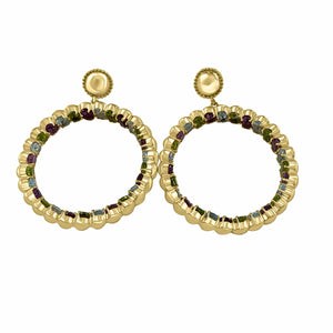 Twin Elegance Earrings Silver Copy of Gemstone Circles Large Door Knocker Hoops 18k sterling vermeil demi-fine jewelry