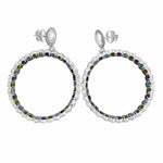 Twin Elegance Earrings Silver Gemstone Circles Large Door Knocker Hoops 18k sterling vermeil demi-fine jewelry