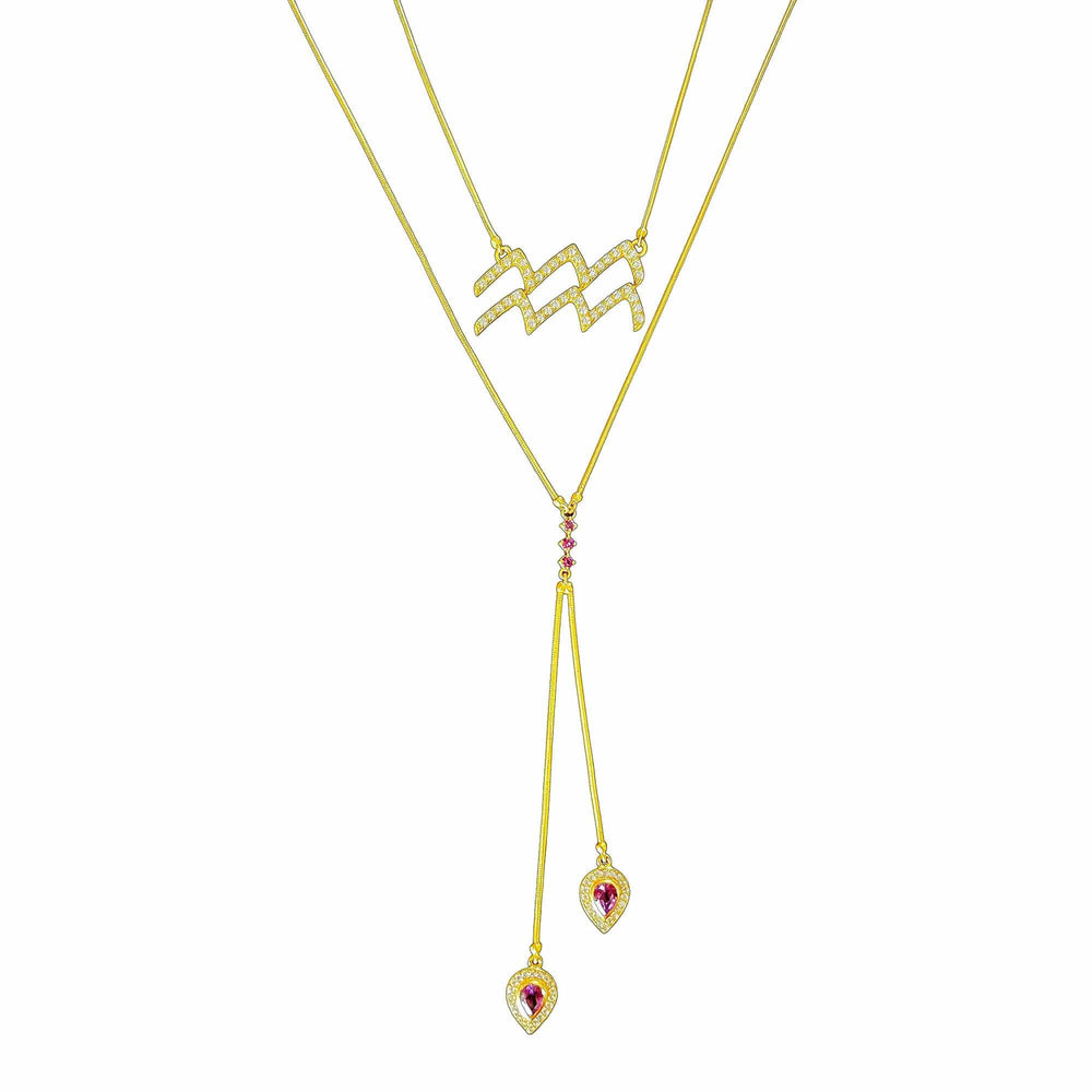 
            
                Load image into Gallery viewer, Twin Elegance Necklace Aquarius Detachable 3-in-1 Necklace 18k sterling vermeil demi-fine jewelry
            
        