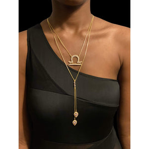 
            
                Load image into Gallery viewer, Twin Elegance Necklace Detachable 3 in 1 Libra Necklace 18k sterling vermeil demi-fine jewelry
            
        