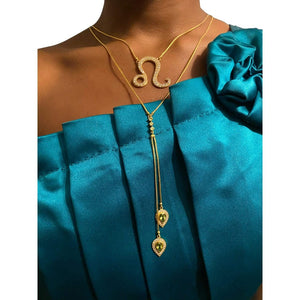 
            
                Load image into Gallery viewer, Twin Elegance Necklace Gold Leo Detachable 3 in 1 Zodiac Necklace 18k sterling vermeil demi-fine jewelry
            
        