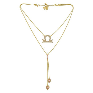 
            
                Load image into Gallery viewer, Twin Elegance Necklace Gold Ms Libra Detachable 3 in 1 Zodiac Necklace 18k sterling vermeil demi-fine jewelry
            
        