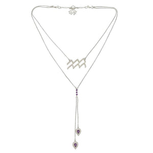 Twin Elegance Necklace Sterling Silver Detachable 3 in 1 Aquarius Zodiac Necklace 18k sterling vermeil demi-fine jewelry