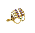 Twin Elegance Ring Gold Amethyst Emerald Adjustable Double Finger Ring 18k sterling vermeil demi-fine jewelry