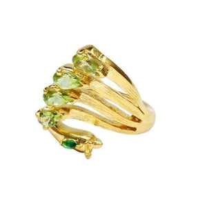 Twin Elegance Ring Peridot / 6 Amethyst Emerald Peacock Ring 18k sterling vermeil demi-fine jewelry